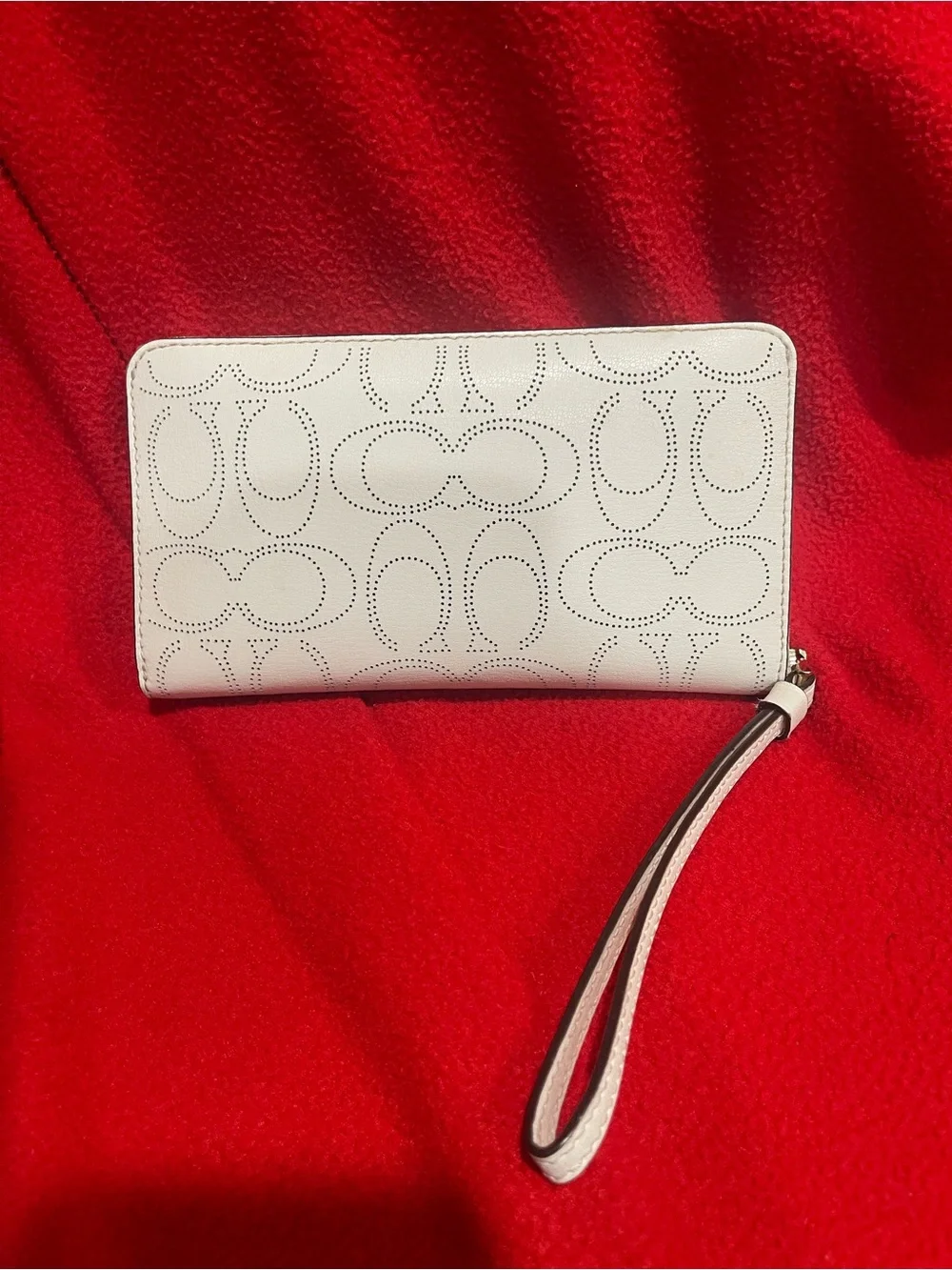Coach Long Perforated Signature Zip Around Wristlet